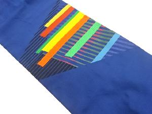 縞に斜線模様織出し名古屋帯